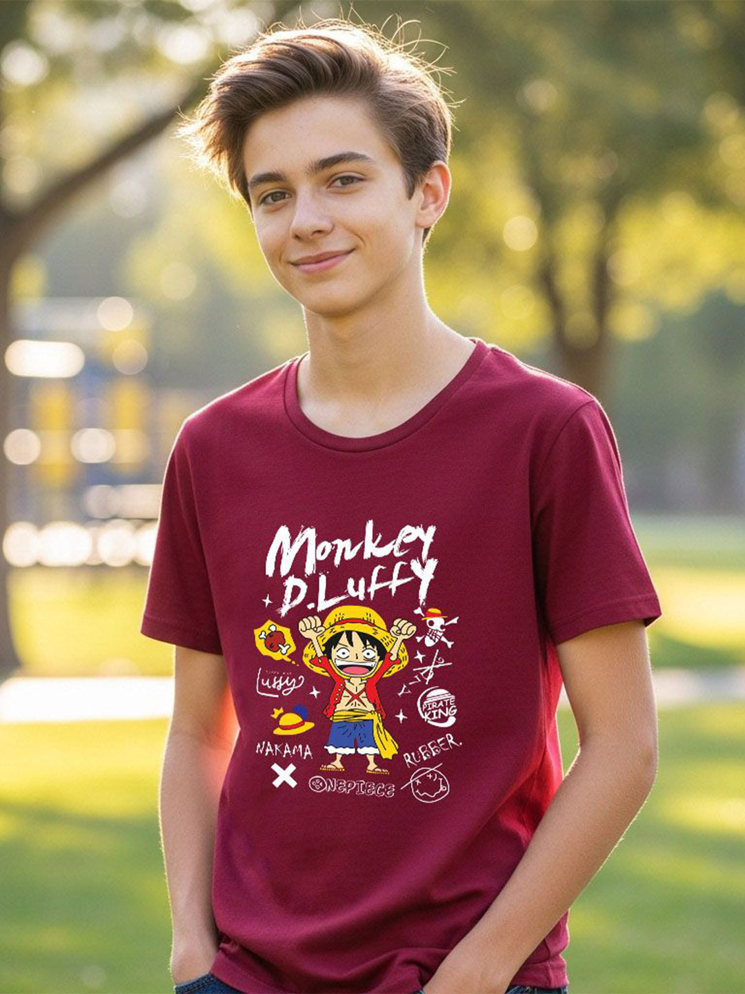 LONDON STREET Boys Red Half Sleeve Round Neck Graphic Printed T-Shirt