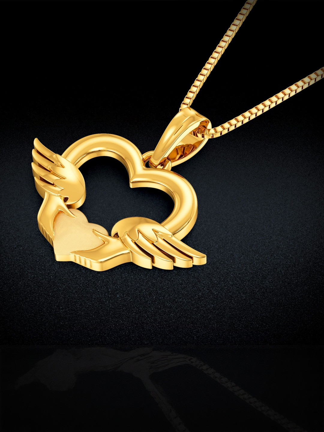 Joyalukkas Women 22Kt Gold Winged Love Harmony Pendant - 1.893 g