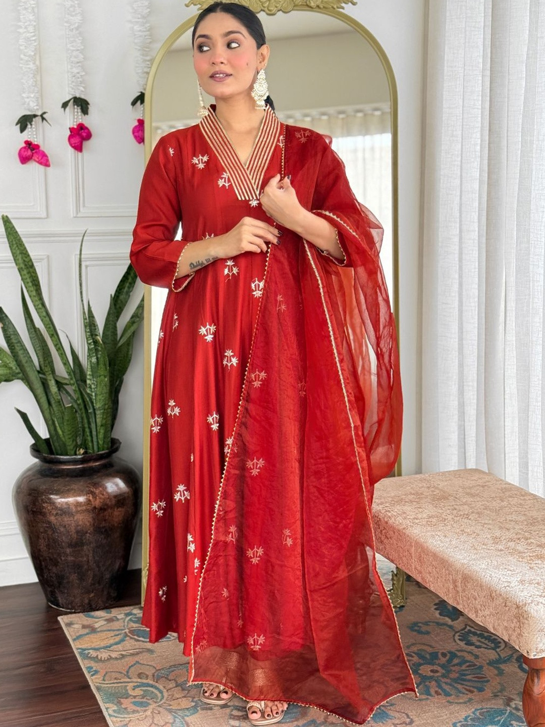 Anni Designer Women Ethnic Motif Embroidered Panelled Anarkali Kurta with Pyjama & Dupatta