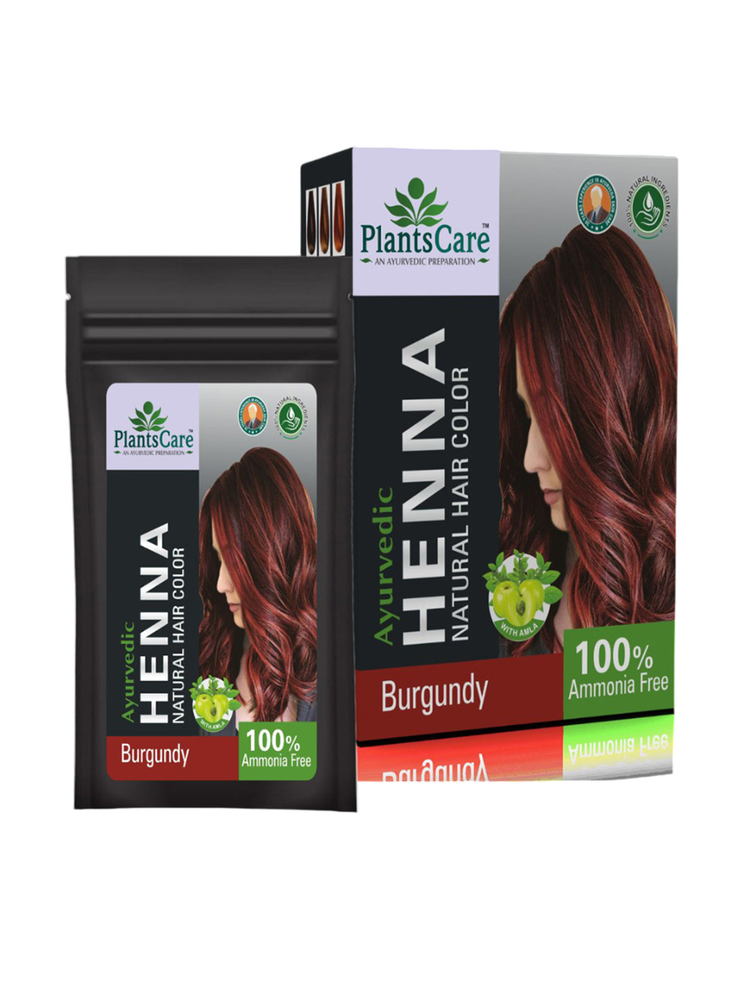 PlantsCare Ayurvedic Henna Natural Hair Color- 240 g - Burgundy