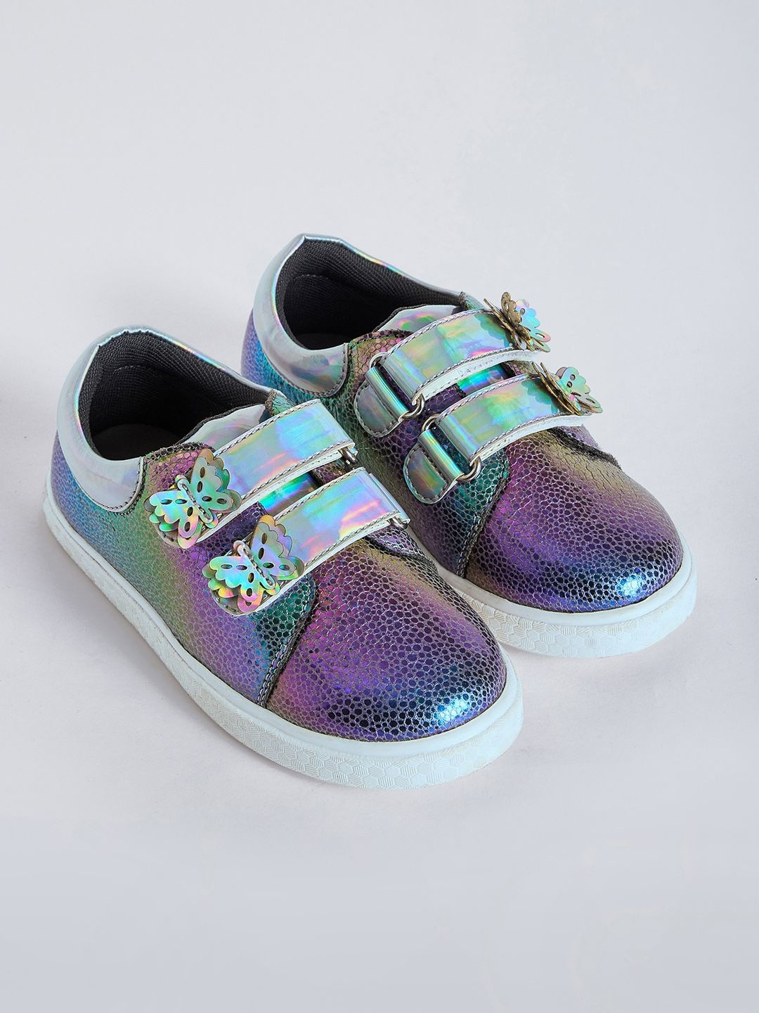 Hopscotch Glitter Girls Embellished Round Toe Sneakers Shoes With Western - Embellished