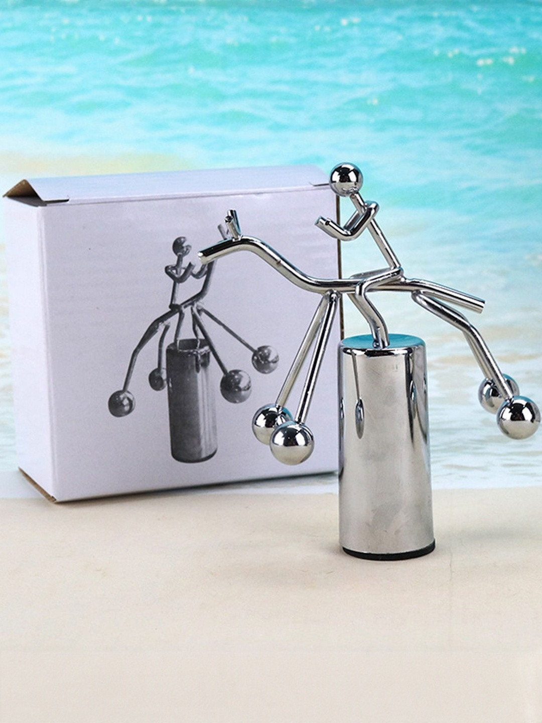 Flenzy Grey & Silver-Toned Balancing Pendulum Durable Curio Showpiece
