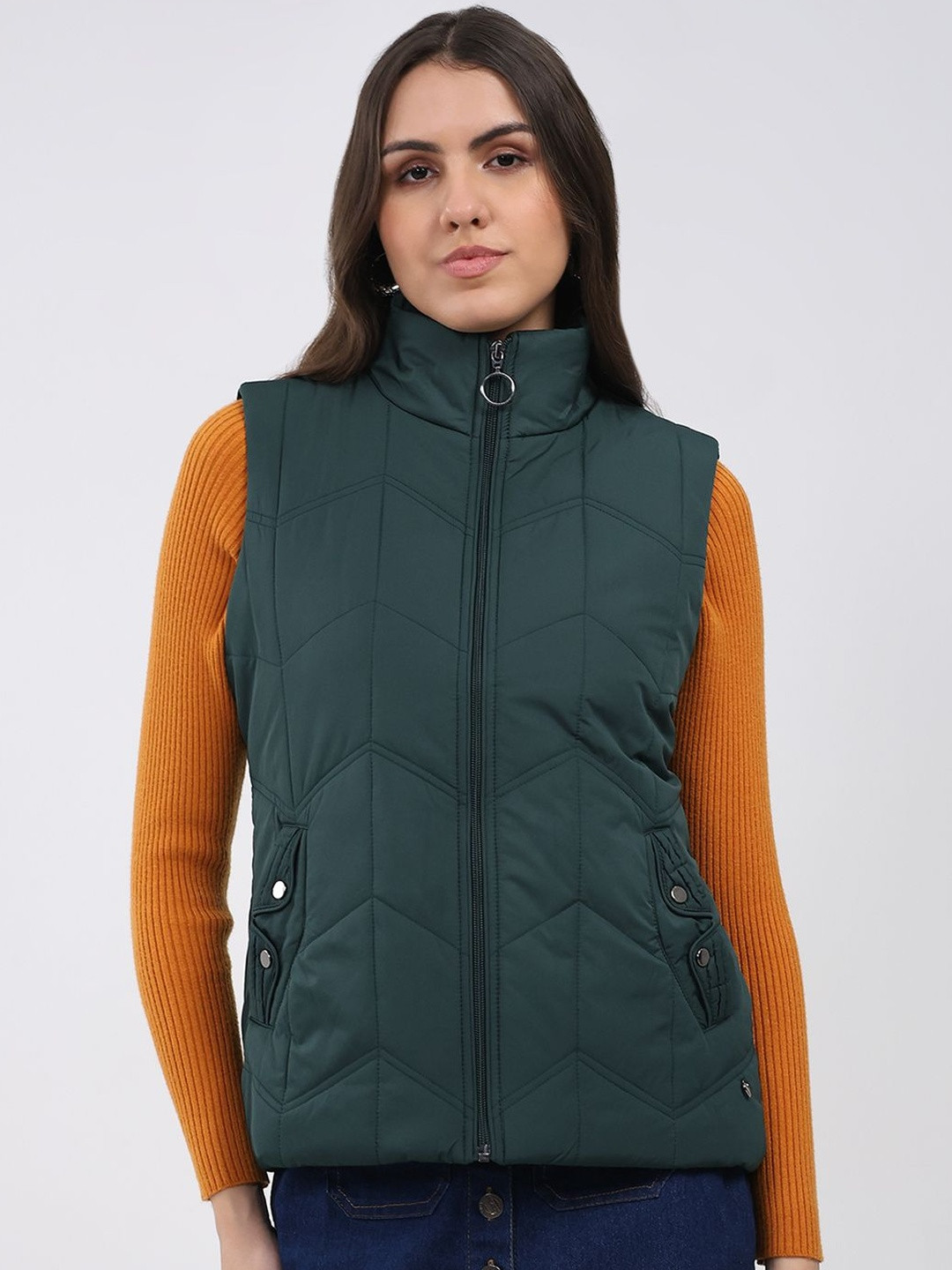 Monte Carlo Women Spread Collar Sleeveless Puffer Jacket