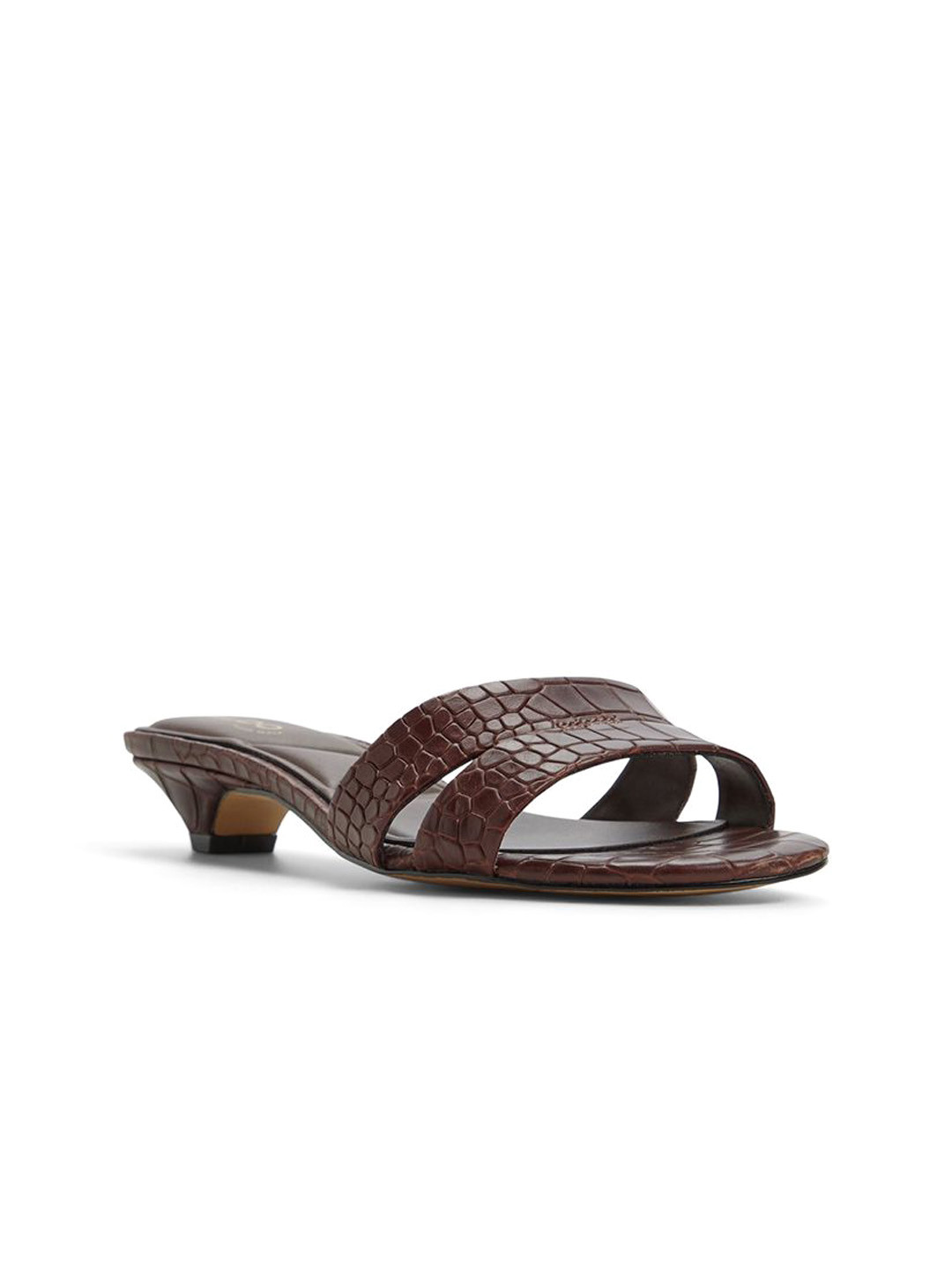 ALDO Leather Textured Kitten Sandals with Laser Cuts