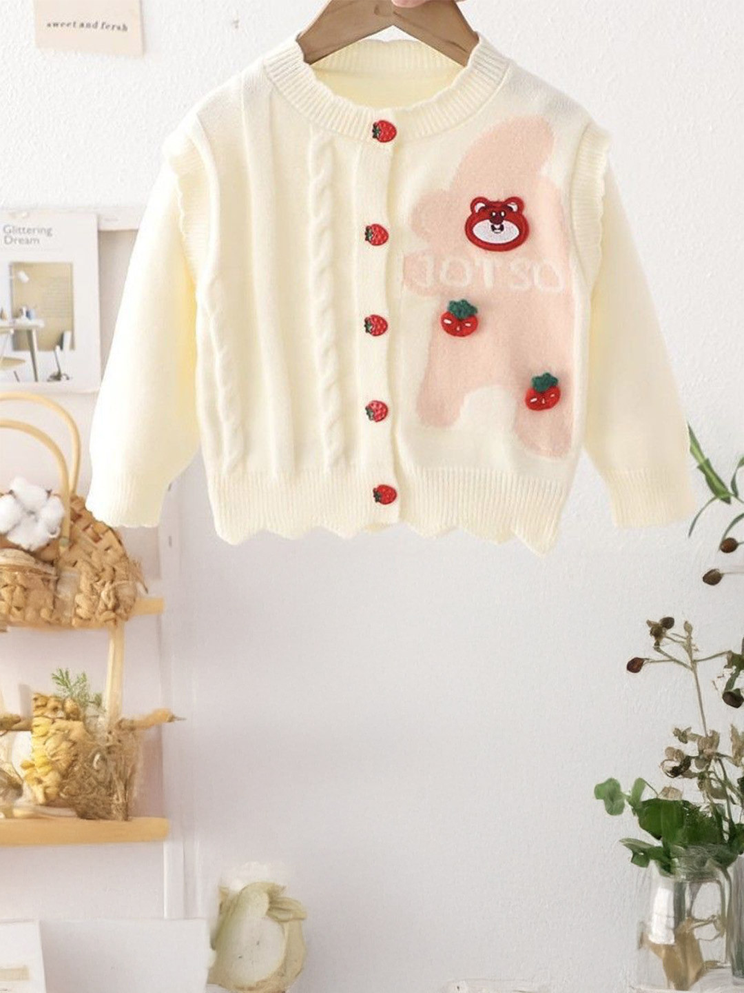 YK White Long Sleeves Kids Sweaters