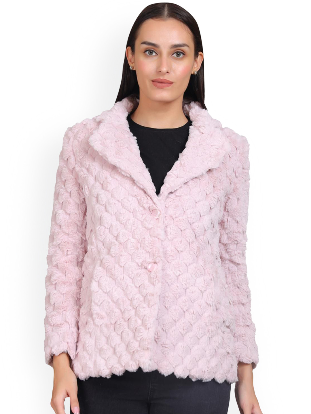 YOUNG CLUB CLASSIC Women Single-Breasted Notched Collar Neck Long Sleeves Cotton Overcoat