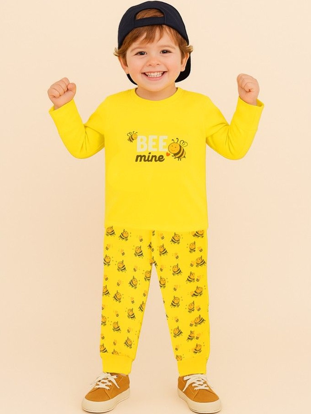 Kidbea Kids Cotton Nightwear Set  Soft Breathable Sleepwear with Bee Printed