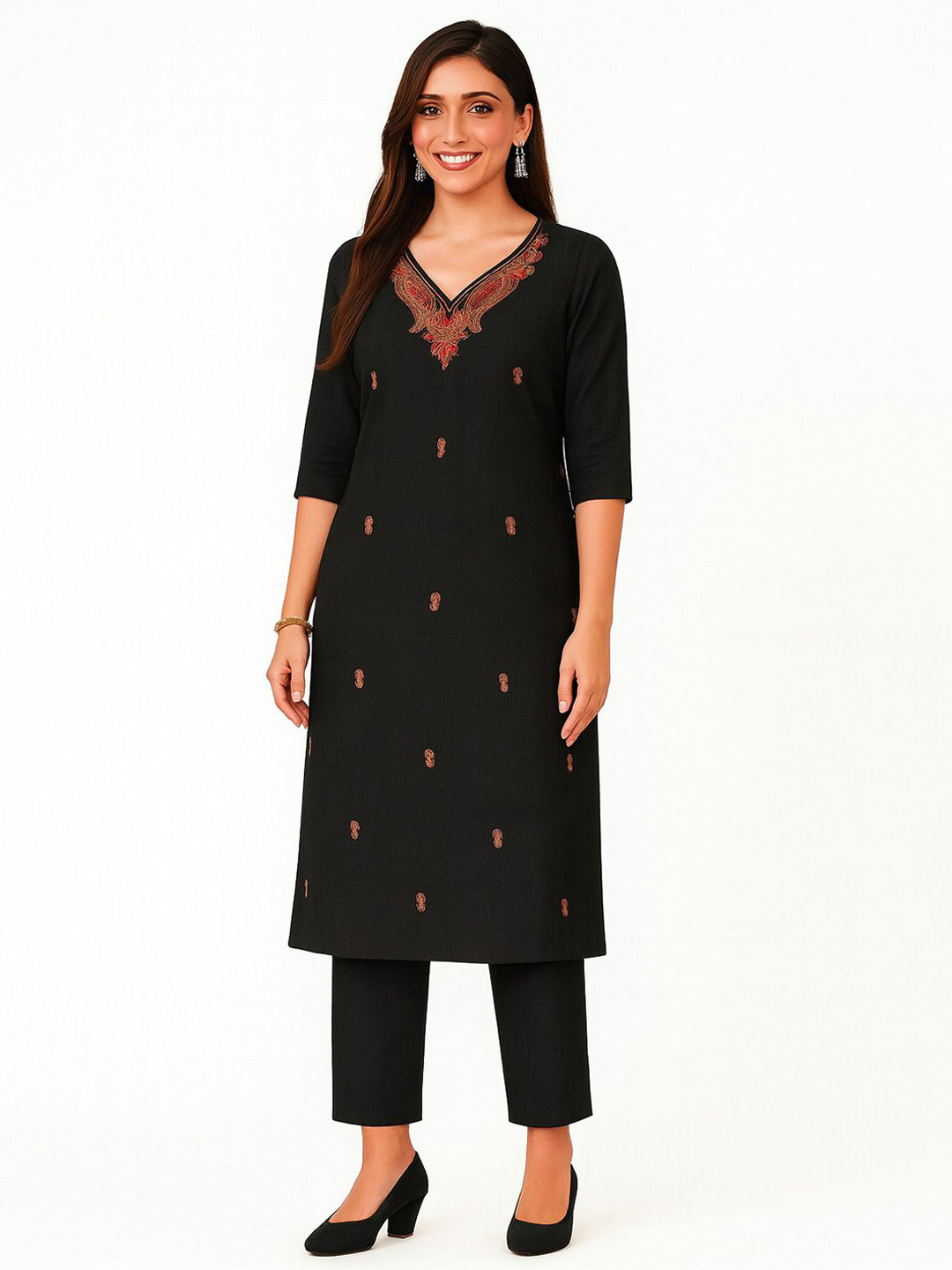 Vrinde Woolen Embroidered Salwar Suit Material