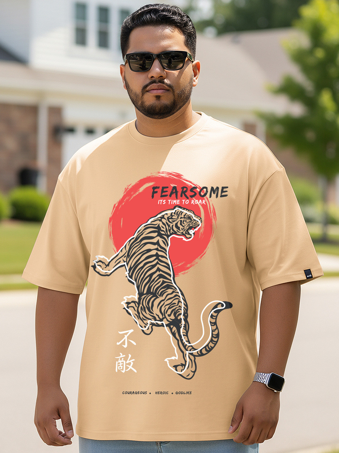Bewakoof Heavy Duty 1.0 Men FearSome Graphic Printed Oversized Plus Size T-shirt