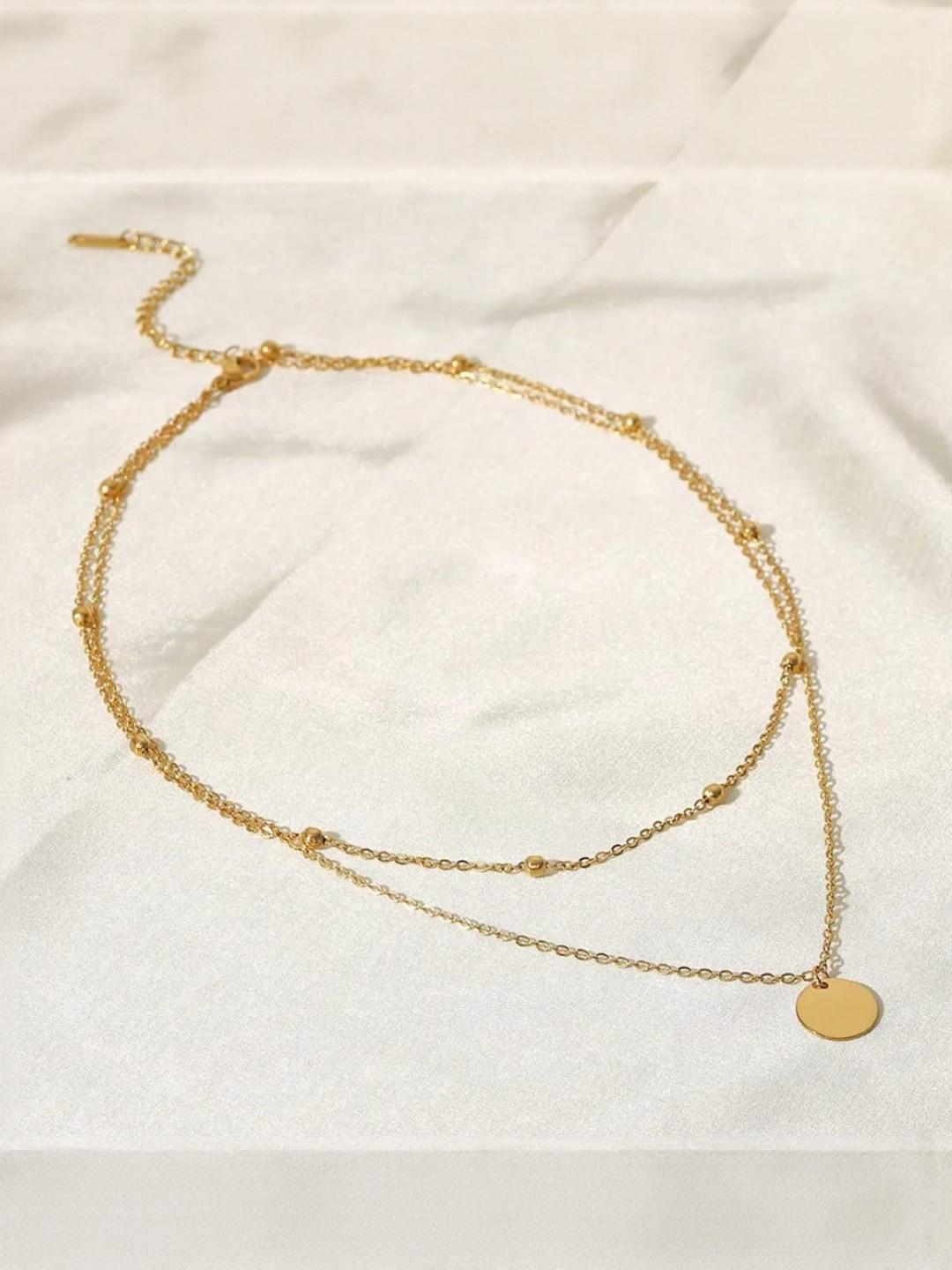 October 22 Stainless Steel 18KT Gold-Plated Beaded Boho Layered Necklace