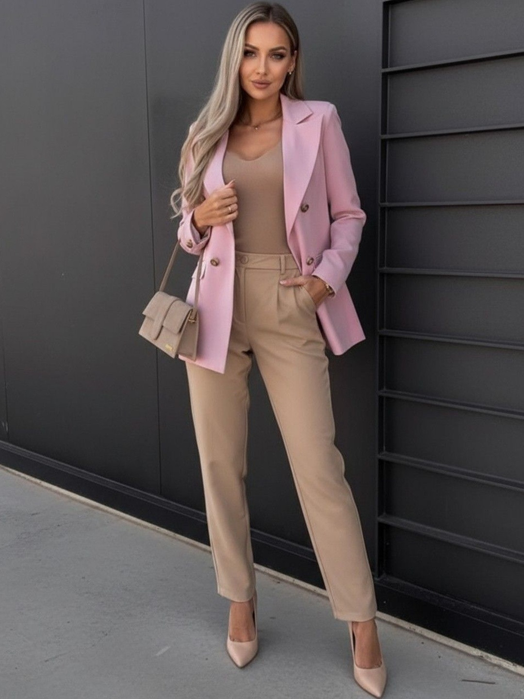 DressBerry Women's Pink Formal Polyester Blazer