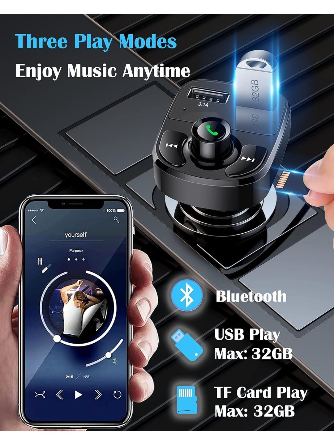 Gopalvilla Car Charger Lossless Sound Quality Fm Transmitter Plug In & Mp3 Bluetooth