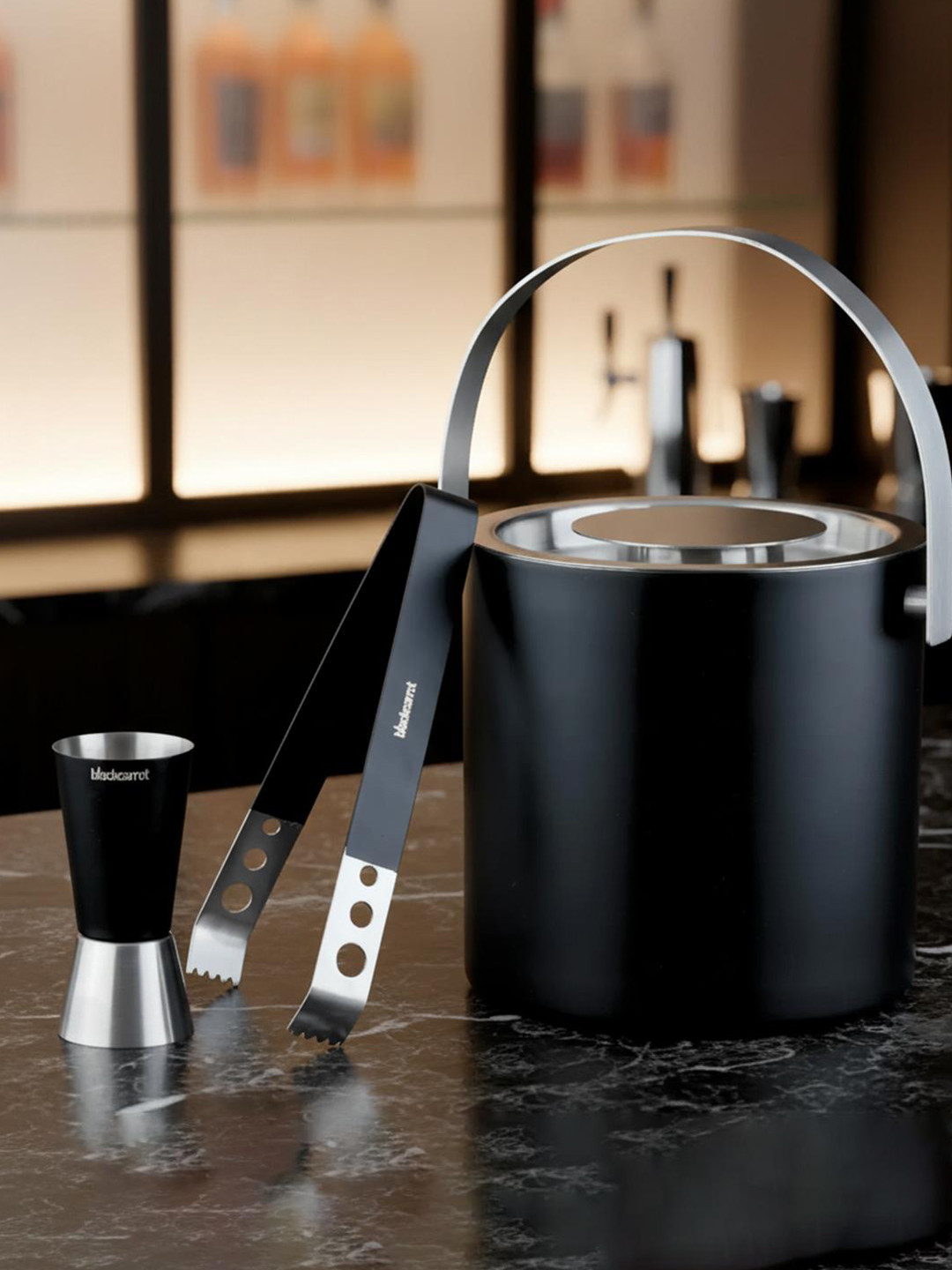 BlackCarrot Black Set of 3 Stainless Steel Barware Tool Sets