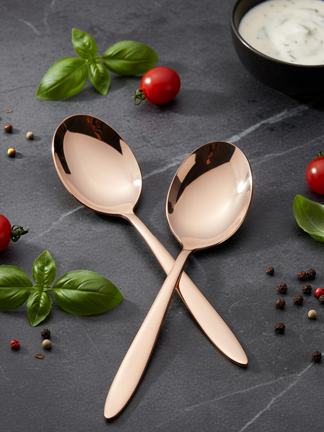 BlackCarrot Rose Gold Coloured 2 Pieces Stainless Steel Serving Spoon
