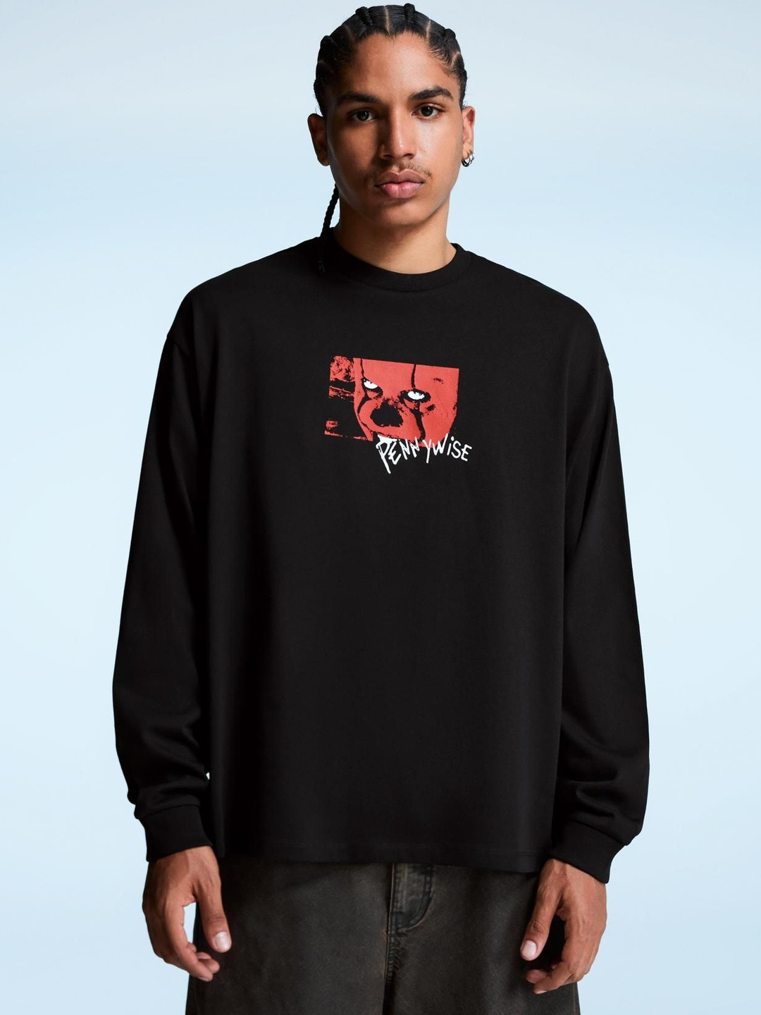 Bershka Graphic Printed Long Sleeves Cotton IT T-shirt