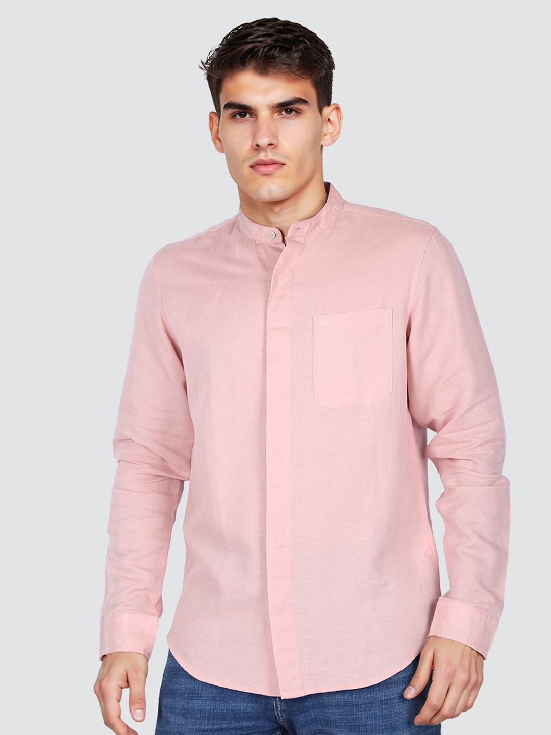 Lee Essentials Regular Fit Mandarin Collar Casual Shirt