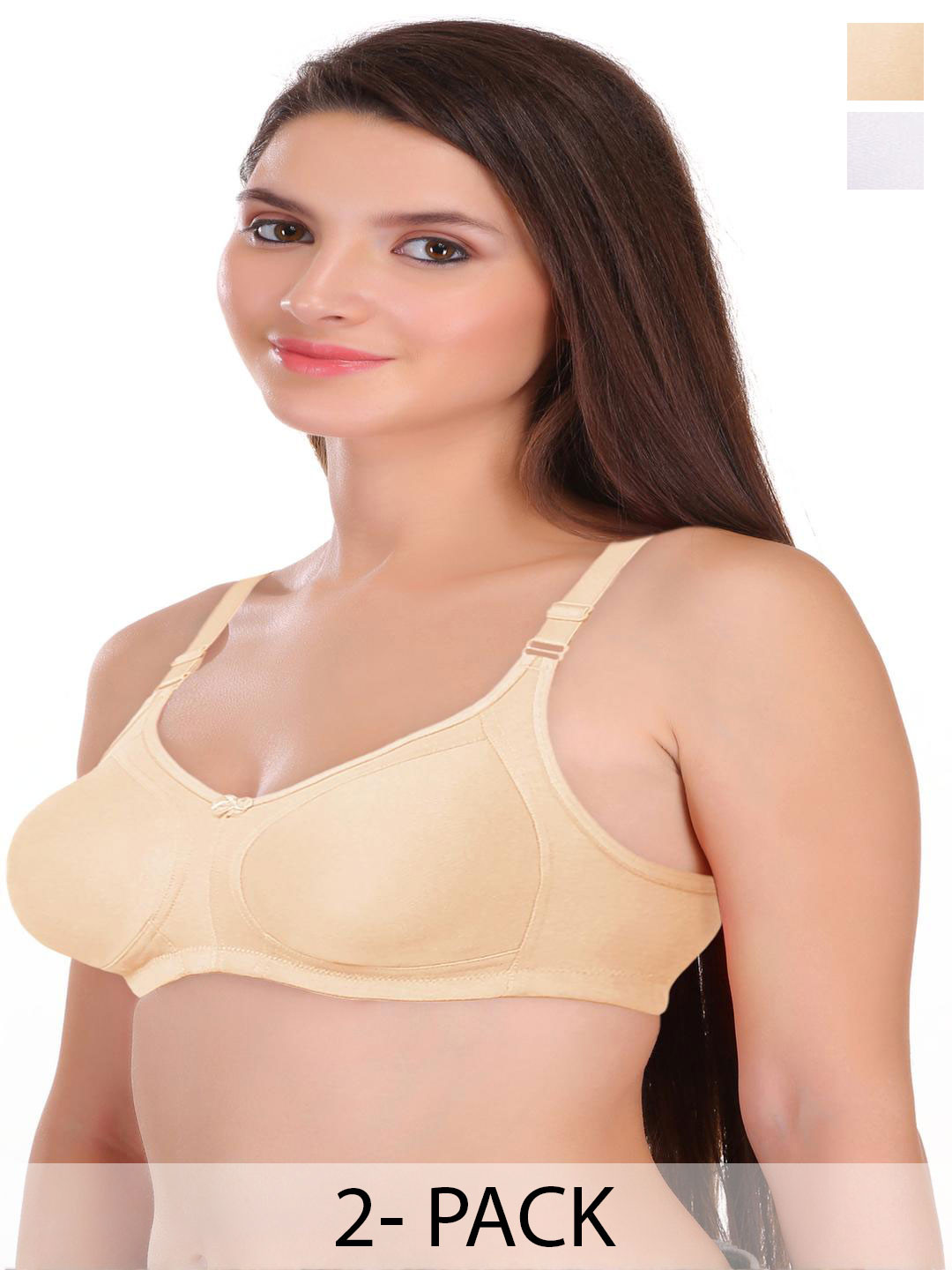 FEATHER LINE Women Pack of 2 Solid Full Coverage Bra