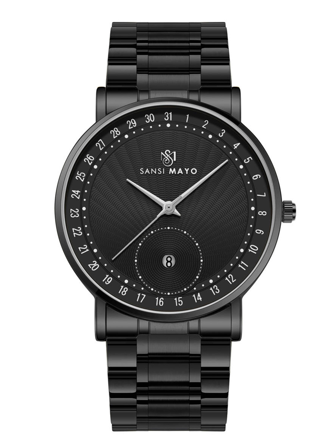 SANSIMAYO Axis Dial & Stainless Steel Straps Analogue Watch SM-M-305-B-B-B