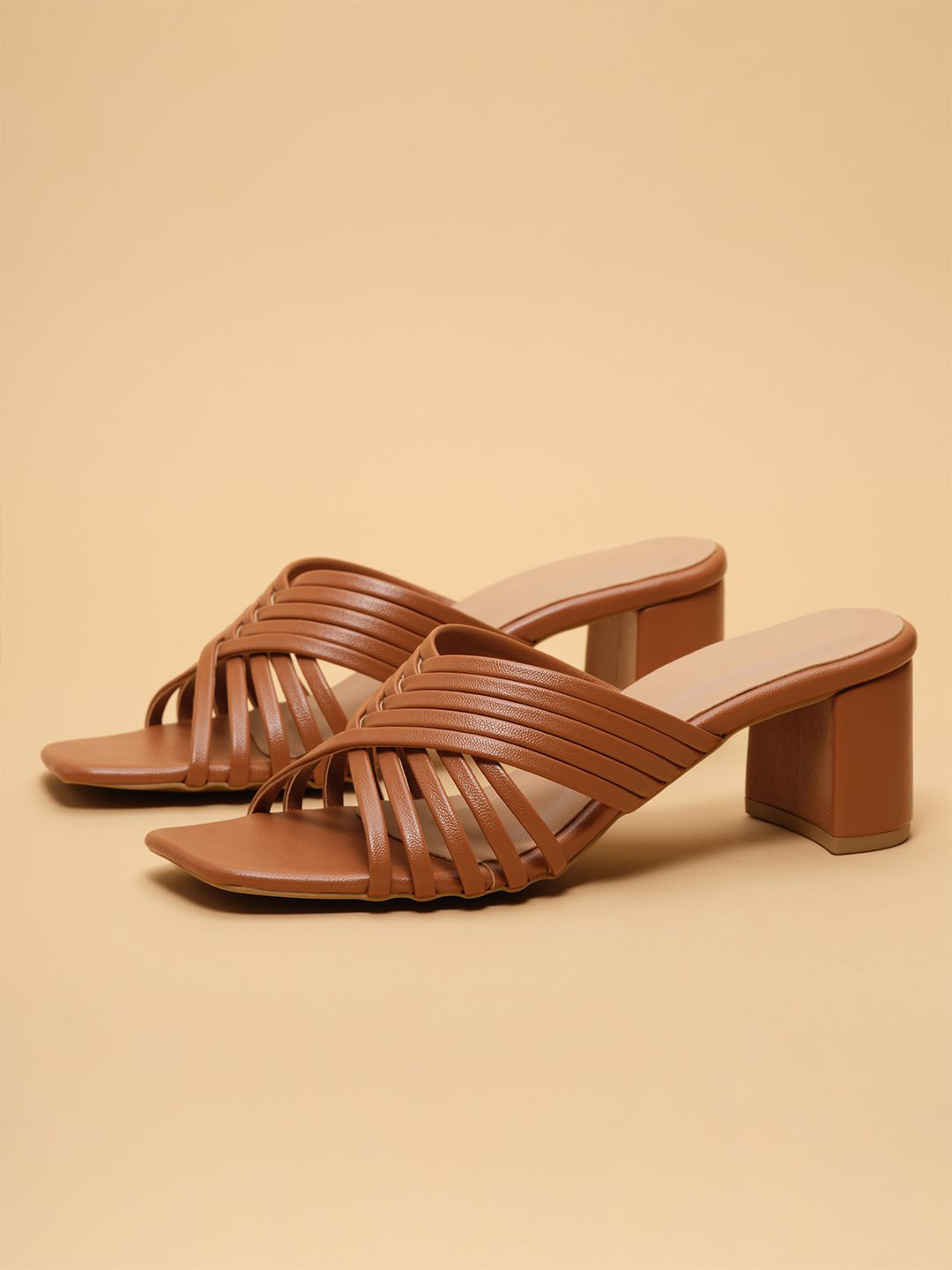 ERIDANI Women Square Toe Work Block Sandals