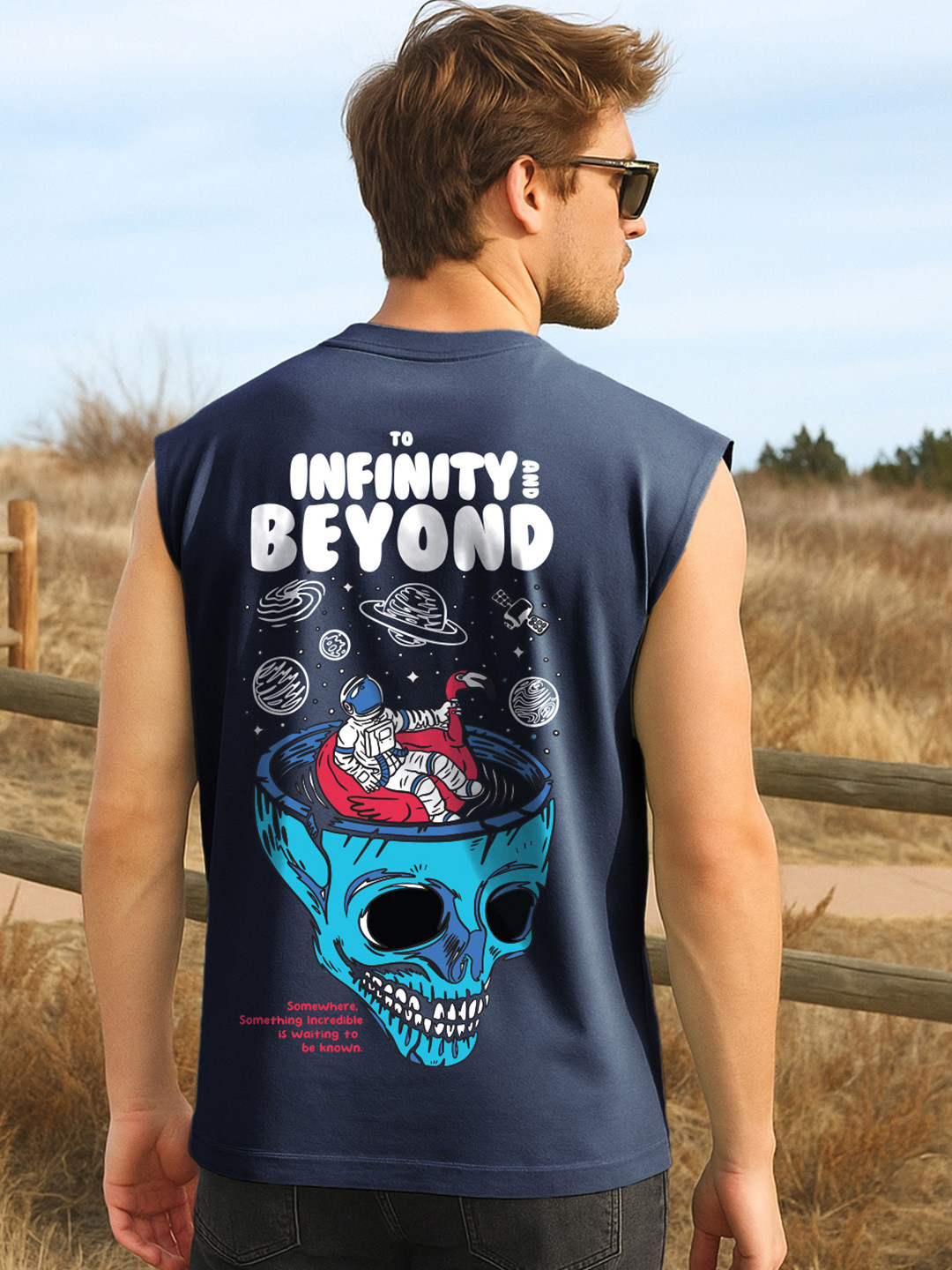 Bewakoof Men Infinity Space Graphic Printed Boxy Fit Vest