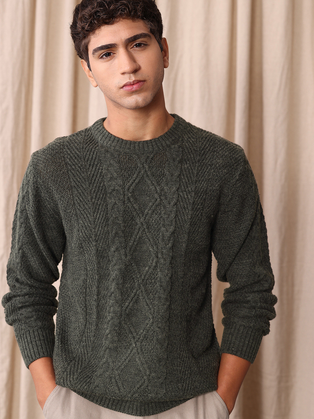 Mr Bowerbird Cable Knit Round Neck Pullover
