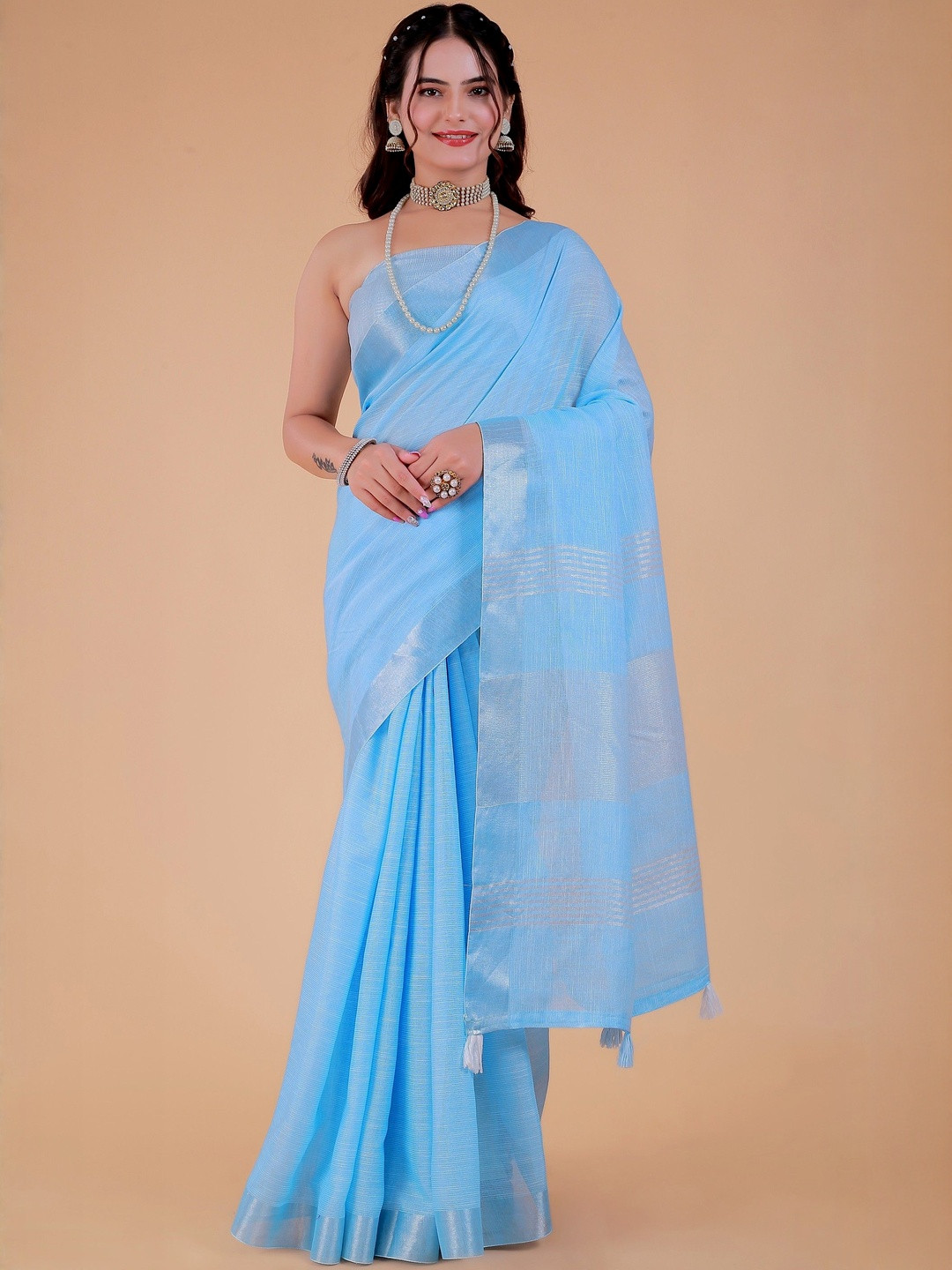 NEGRONI Woven Design Zari Saree With Unstitched Blouse Piece