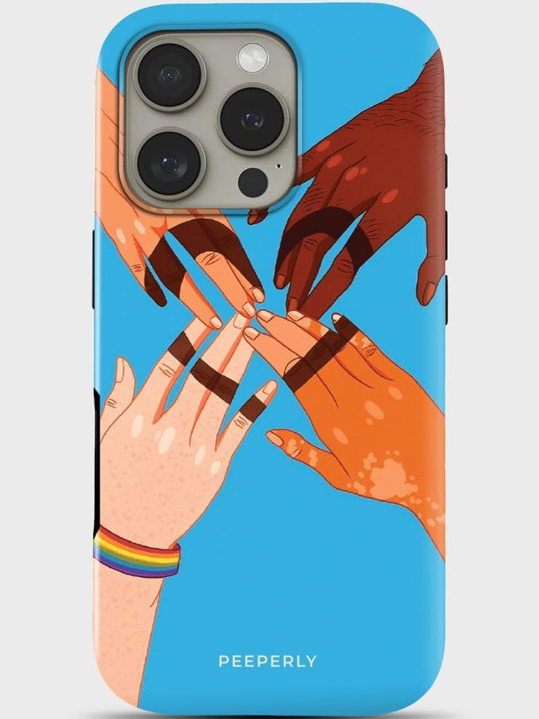 PEEPERLY Unisex iPhone 14 Pro Quirky United in Pride Crystal Impact Resistant Back Case