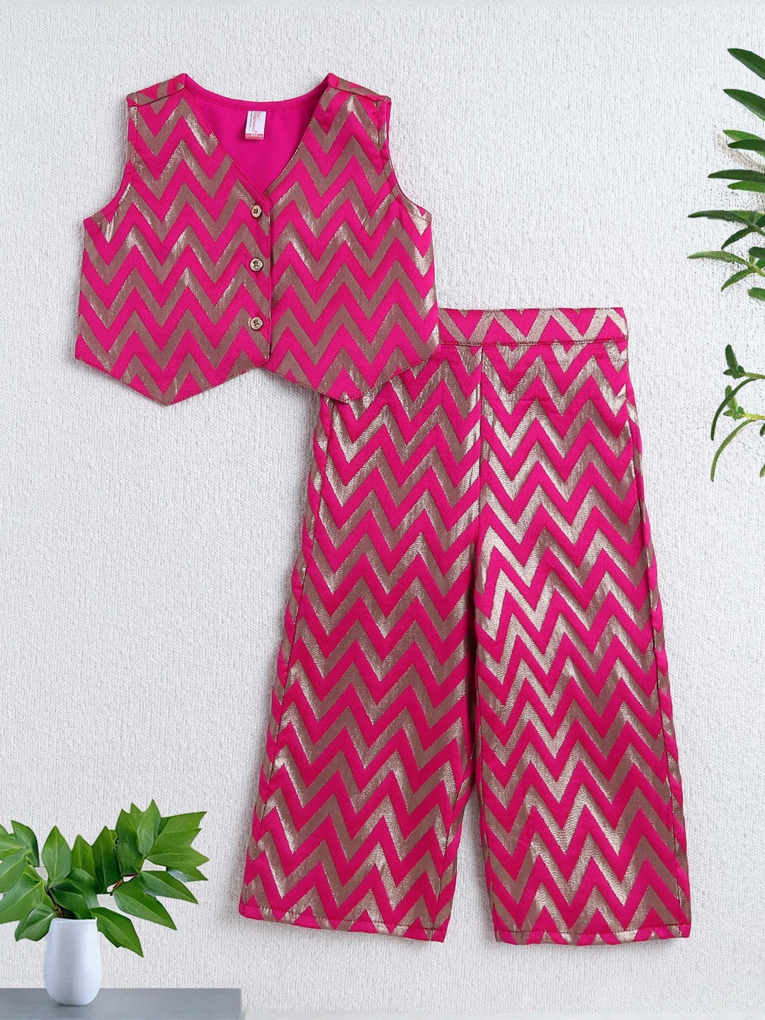 The Magic Wand Girls Regular Chevron Top with Palazzos