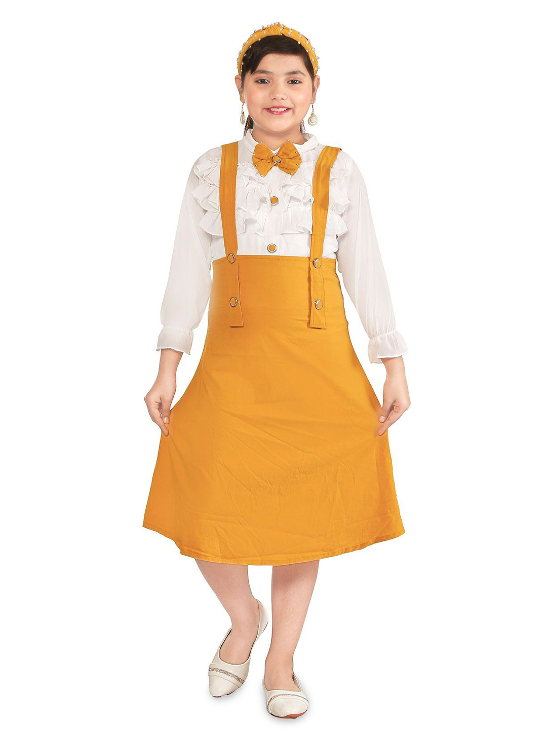 Nickys Disegno Girls Round Neck Cap Sleeves A-Line Dress