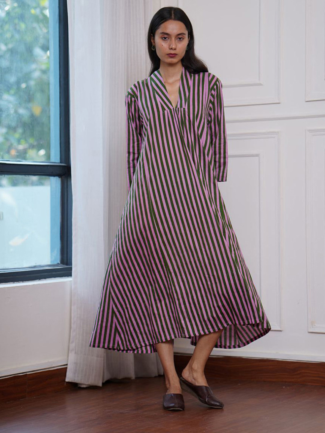 The Quince Life Women Blush and Bloom Stripe Sunday Dress