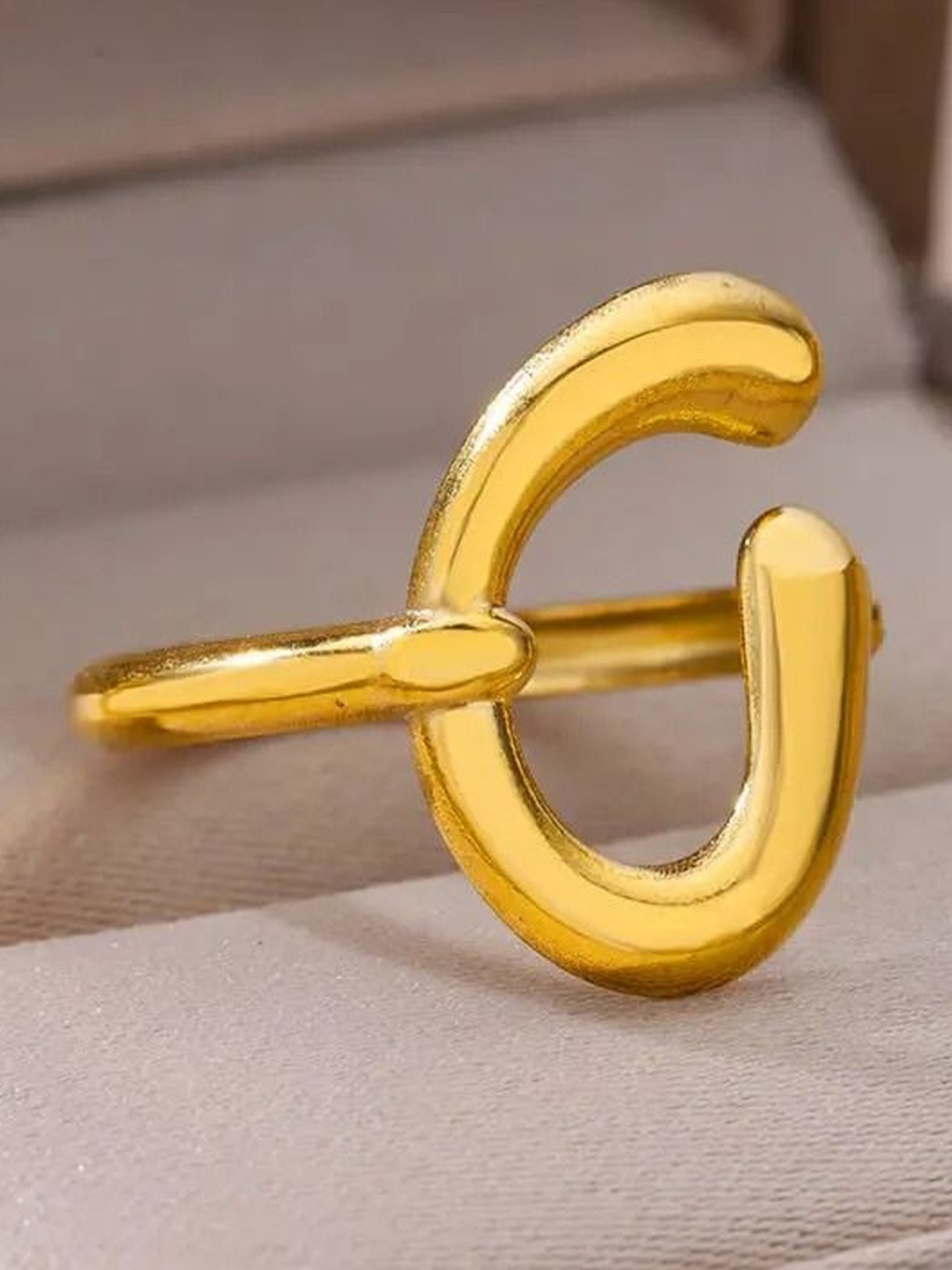 Moon Made Women Stainless Steel Gold Plated Finger Ring