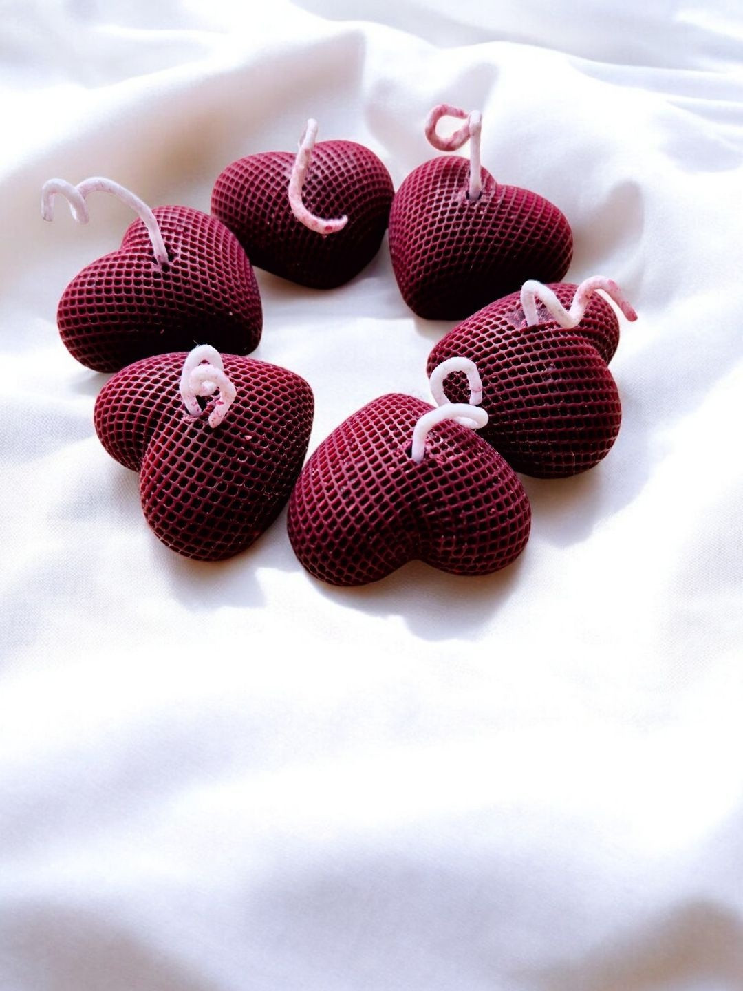 Eleven To Eleven Decor Mauve Set Of 6 Heart Shaped Smokeless Candles