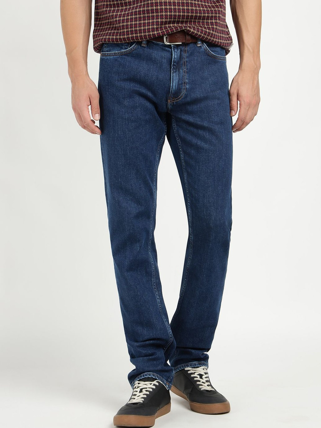 GANT Men Comfort Regular Fit Mid-Rise No Fade Clean Look Dark Shade Jeans