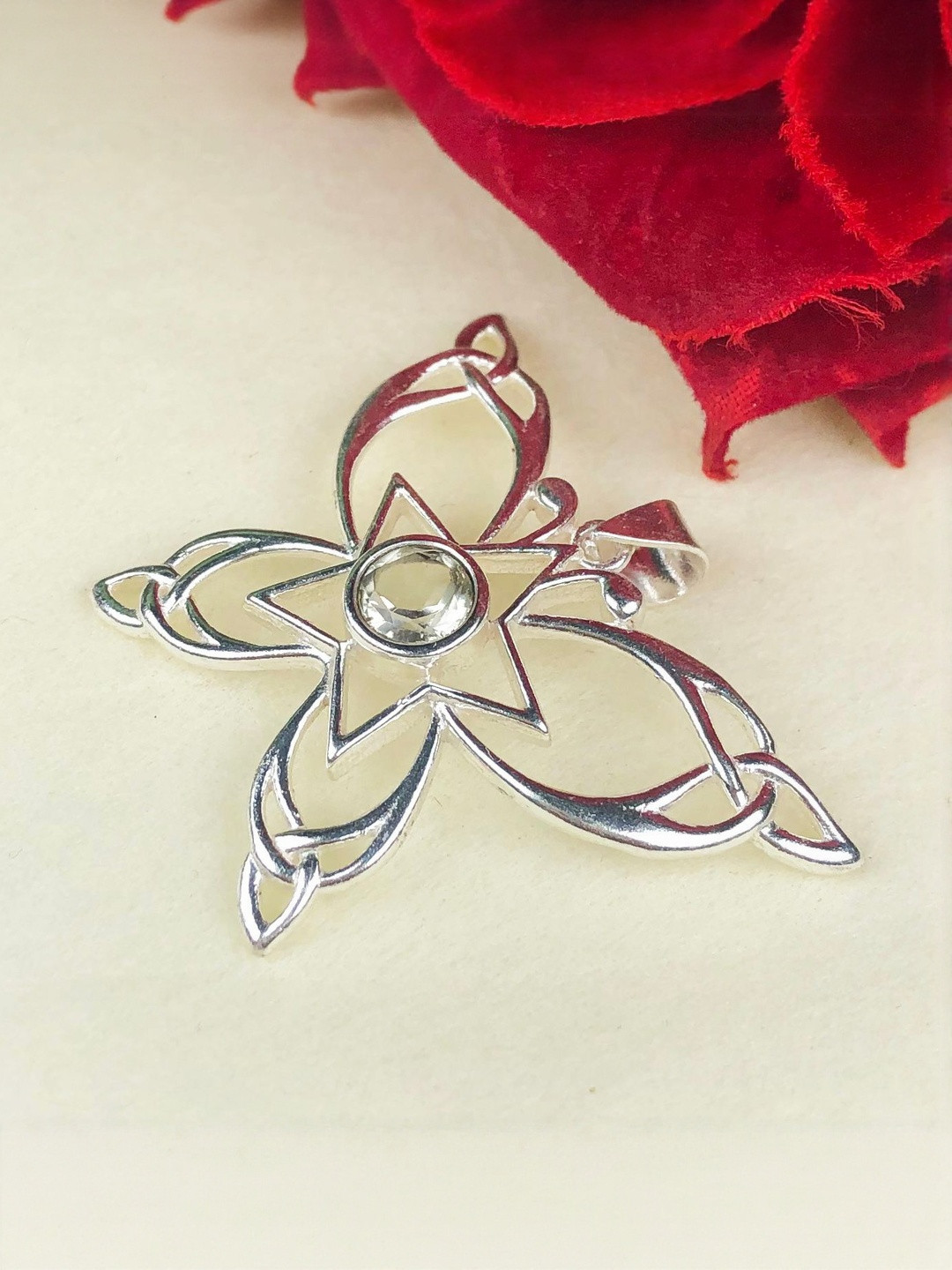 Zhupuk Silver-Plated Amethyst Studded Animal Shaped Pendants