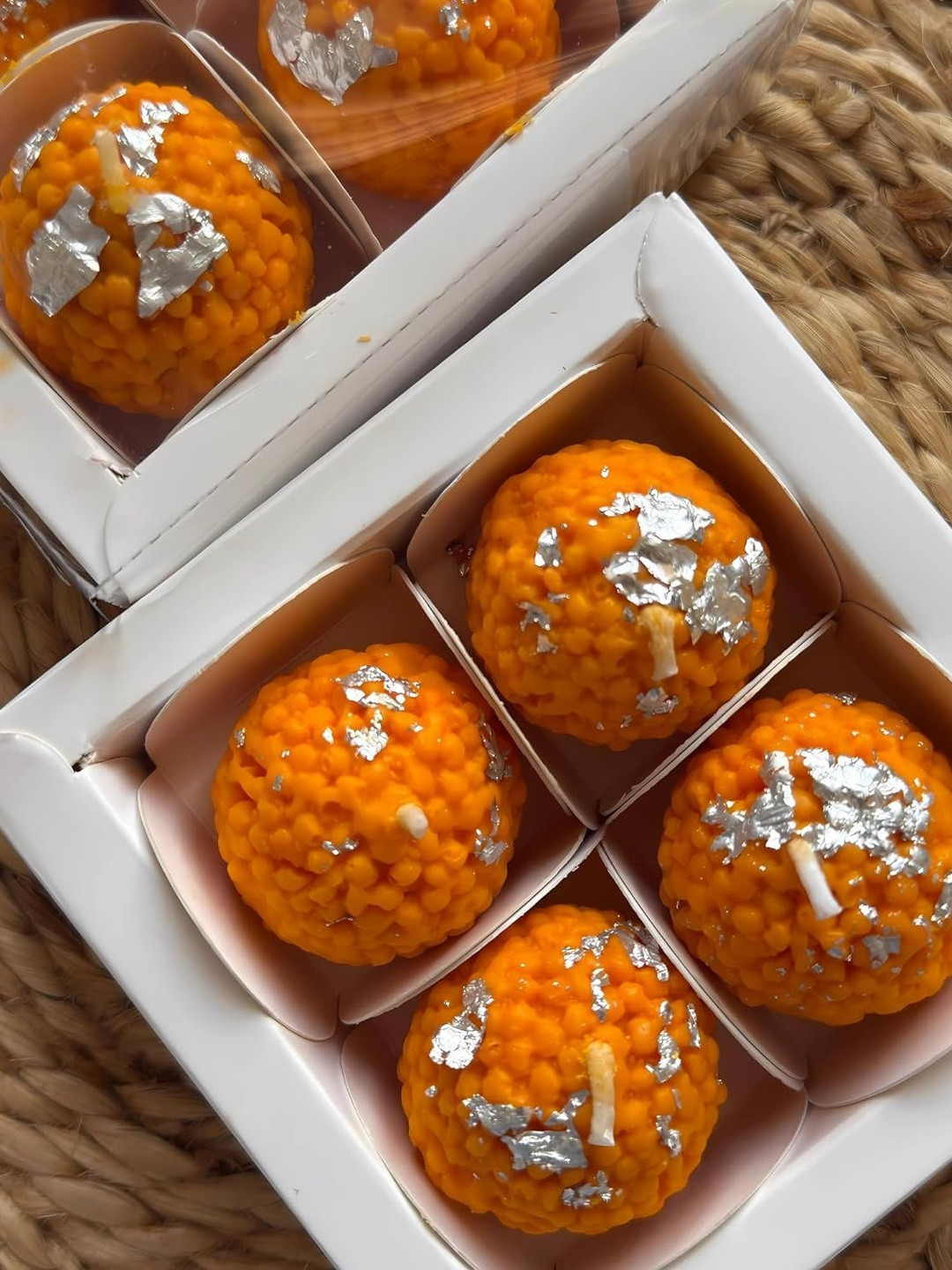 Euphoria Gifts Orange & Silver-Toned 4 Pieces Scented Candle