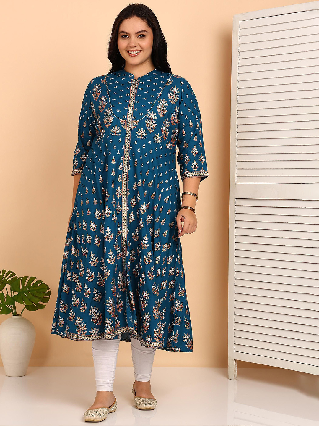 YASH GALLERY Women Plus Size Floral Printed Daily A-Line Kurta