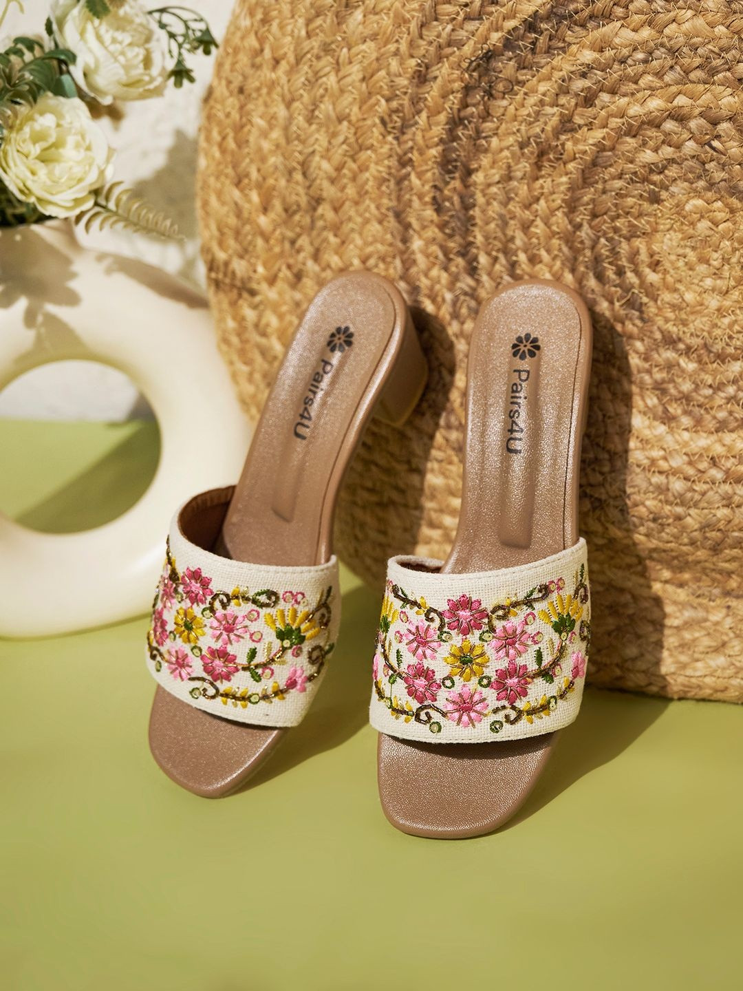 Pairs4U Ethnic Embellished Block Sandals