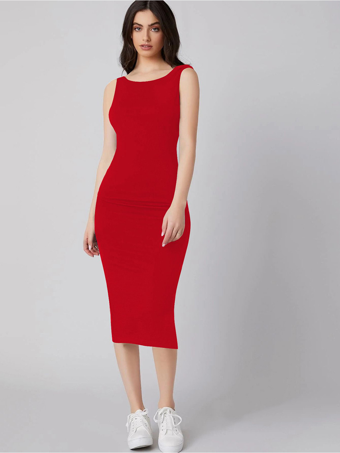 KERI PERRY Women Solid Bodycon Midi Dress