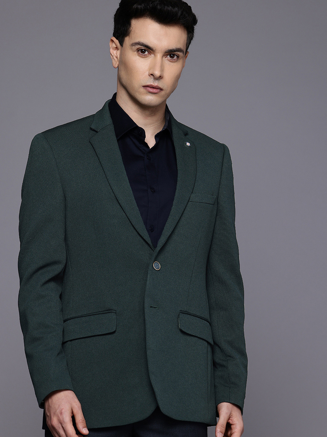 Park Avenue Contemporary Fit Self-Design Single Breasted Formal Blazer