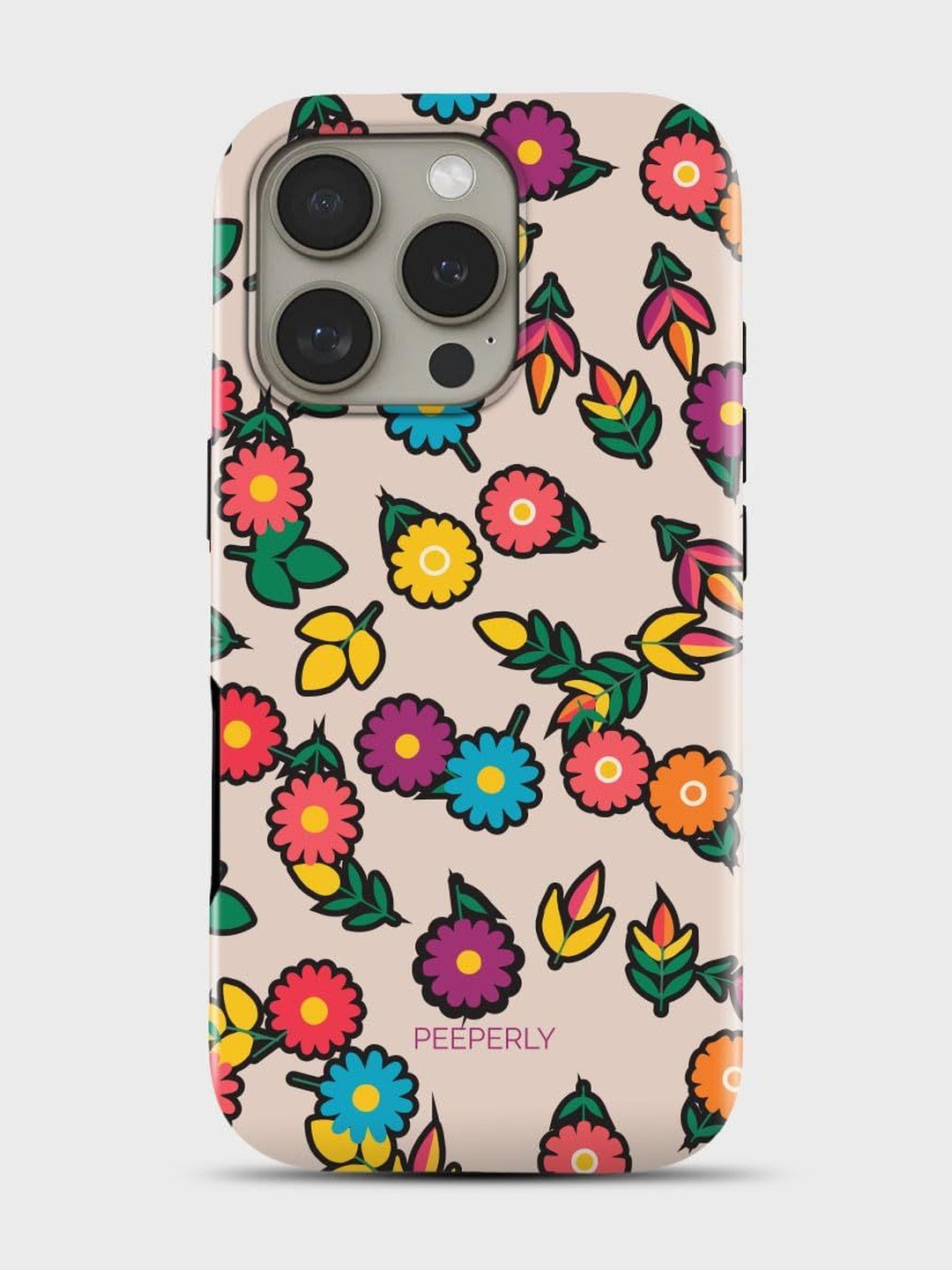 PEEPERLY Unisex iPhone 14 Pro Floral Daisy Petal Crystal Impact Resistant Back Case