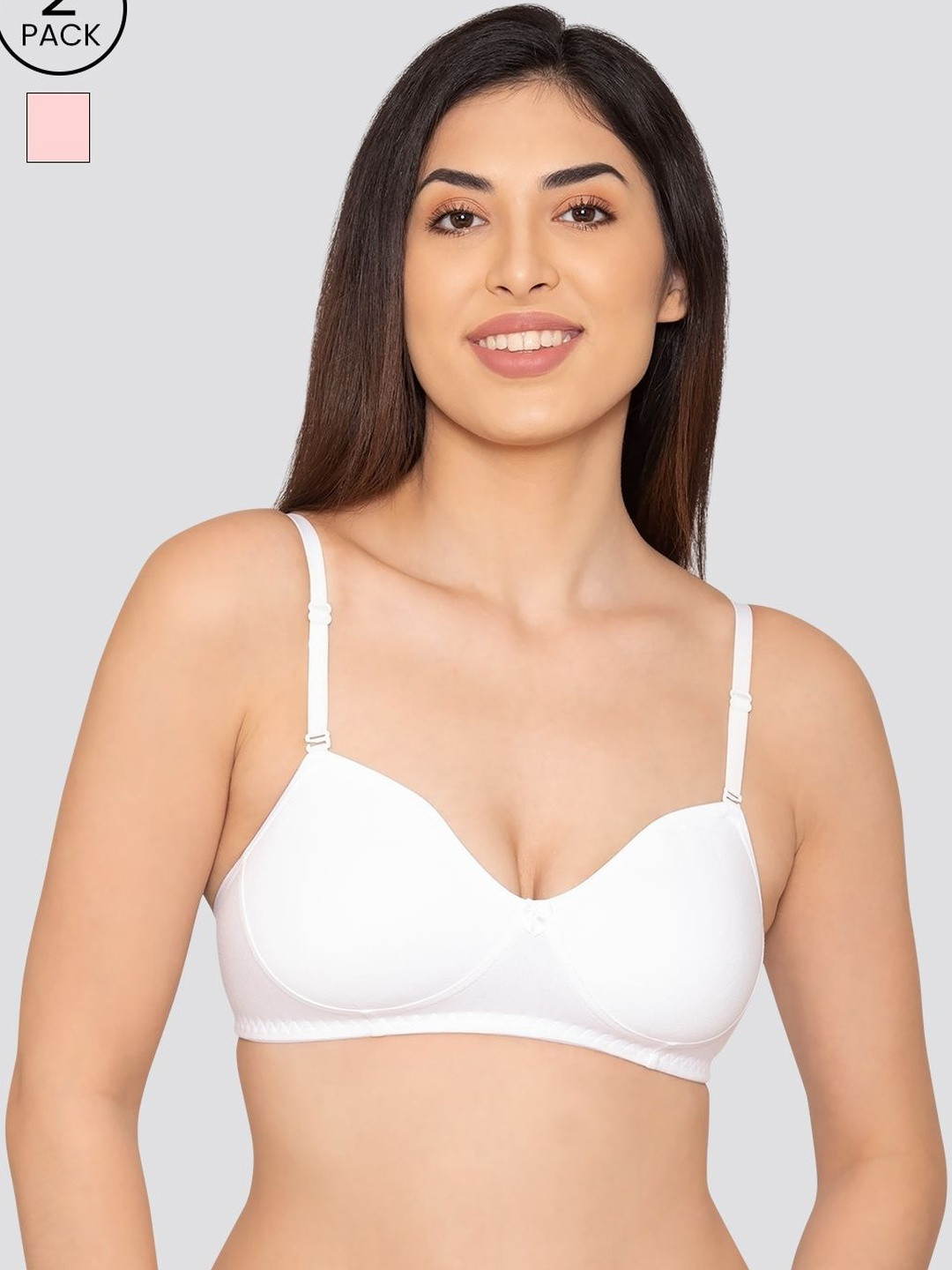 K LINGERIE Roxy Pack Of 2 Medium Coverage Multiway Straps Seamless Demi Cup Balconette Bra