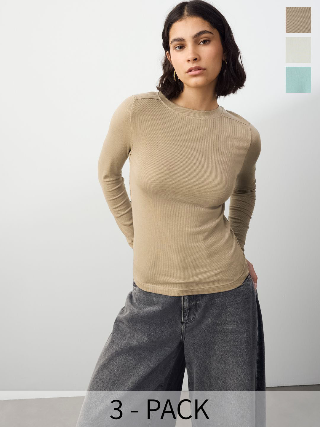 NEXT Pack of 3 Round Neck Ribbed Top