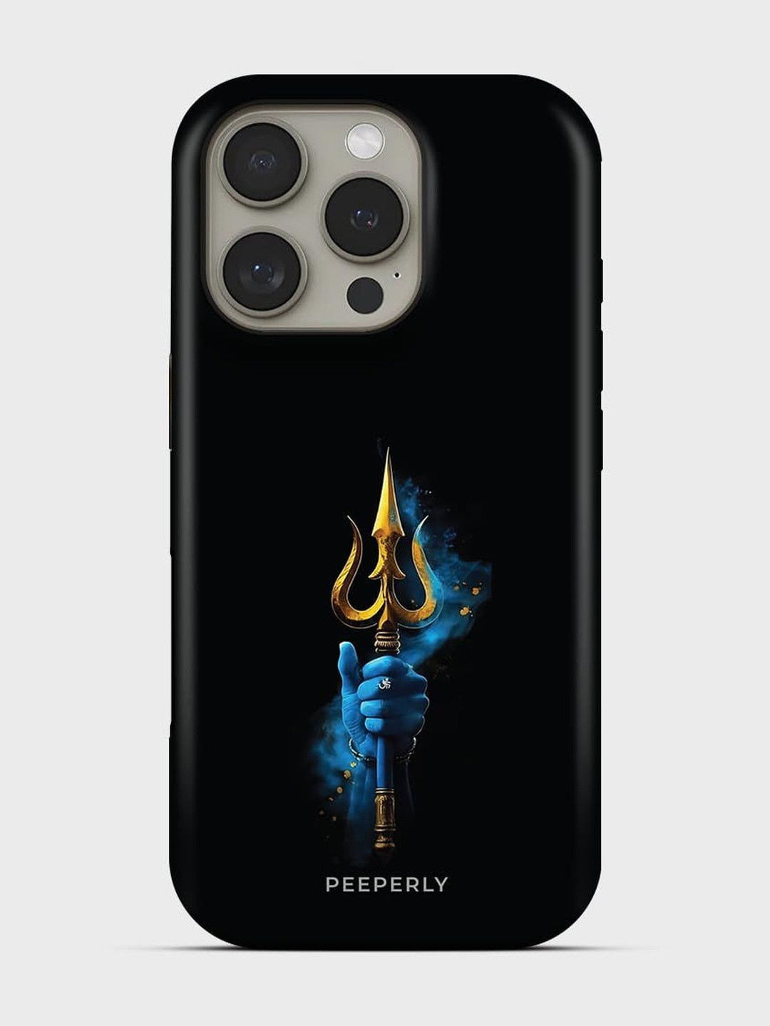 PEEPERLY Unisex iPhone 14 Pro Max Quirky Max Trishul Crystal Impact Resistant Back Case