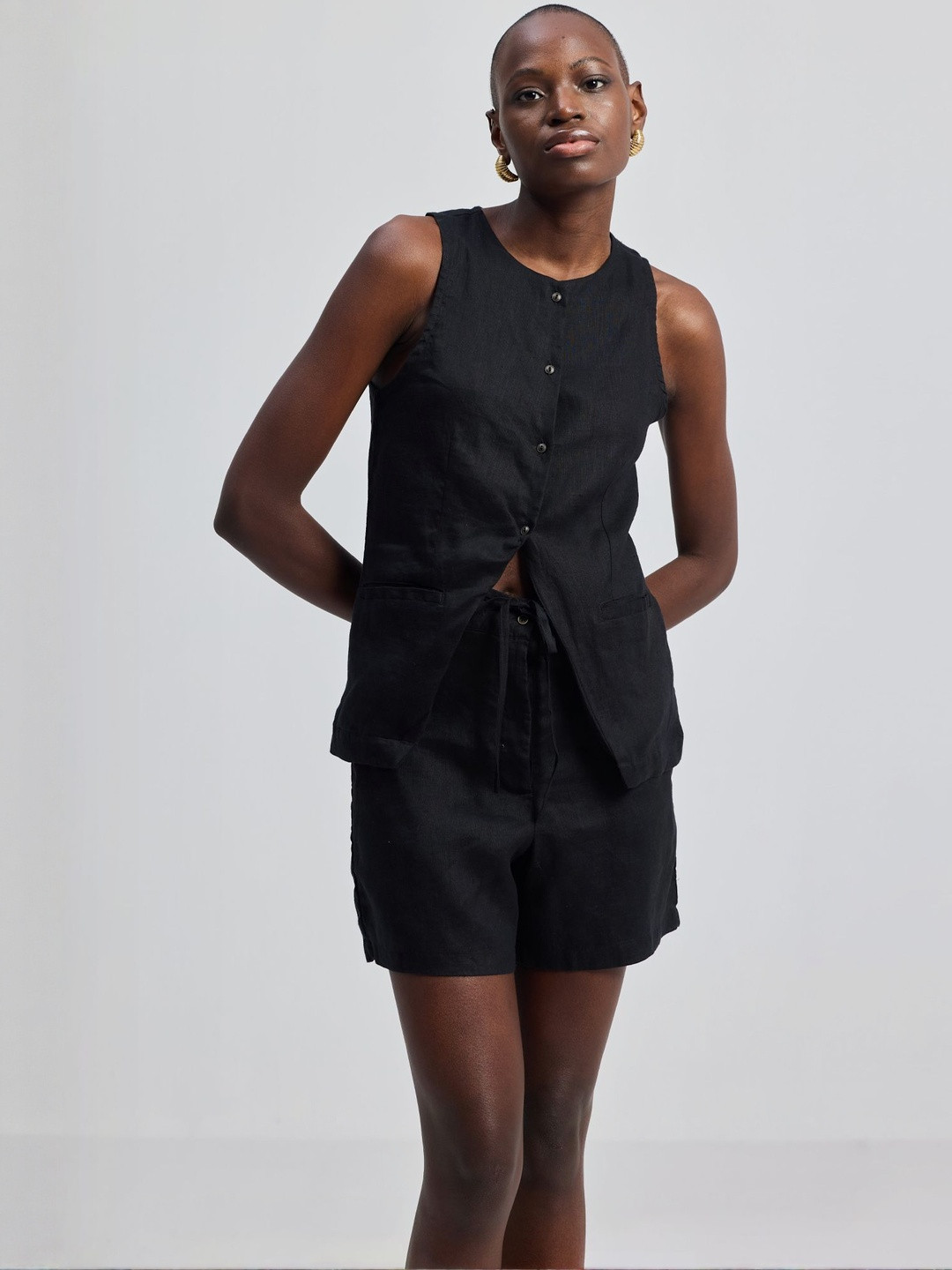 Reistor Women Open Front Sleeveless Vest Jacket