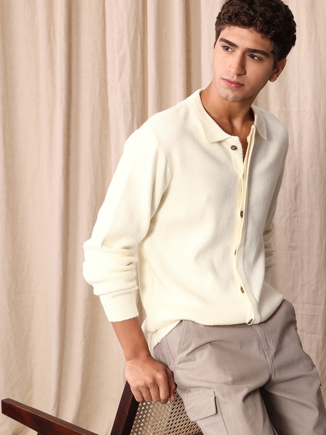 Mr Bowerbird Shirt Collar Front-Open Sweater