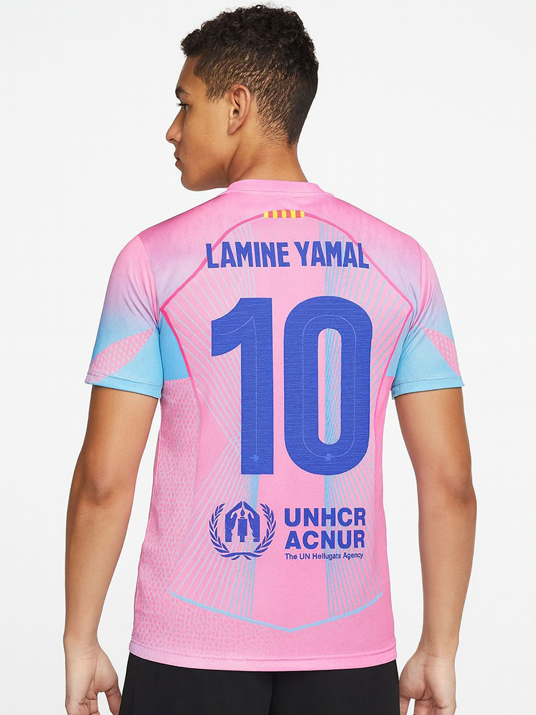 dostitch Men Lamine Yamal 10 Pink Football Jersey