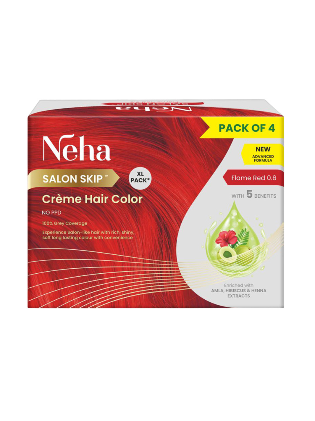 Neha Herbal Salon Skip Hair Colour- 160 ml- Flame Red