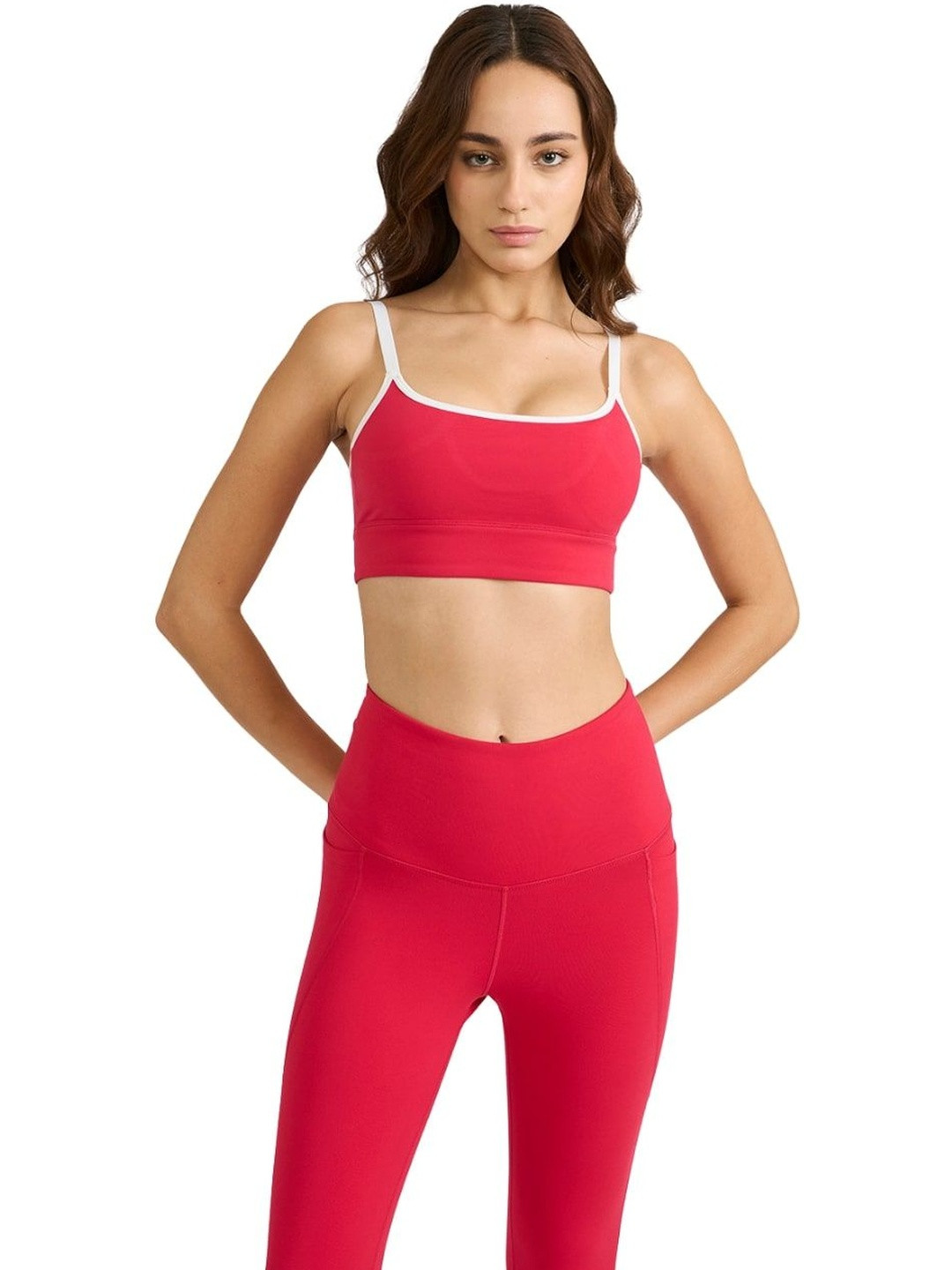 Hunnit Women Stretchable Wide Wasitband Adjustable Straps with Inbuilt Zen Halo Sports Bra