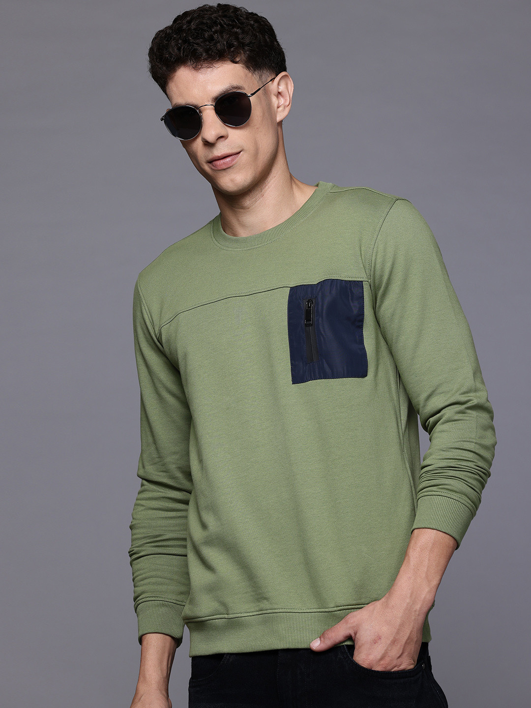 Allen Solly Pocket Detail Sweatshirt with Inner Fleece
