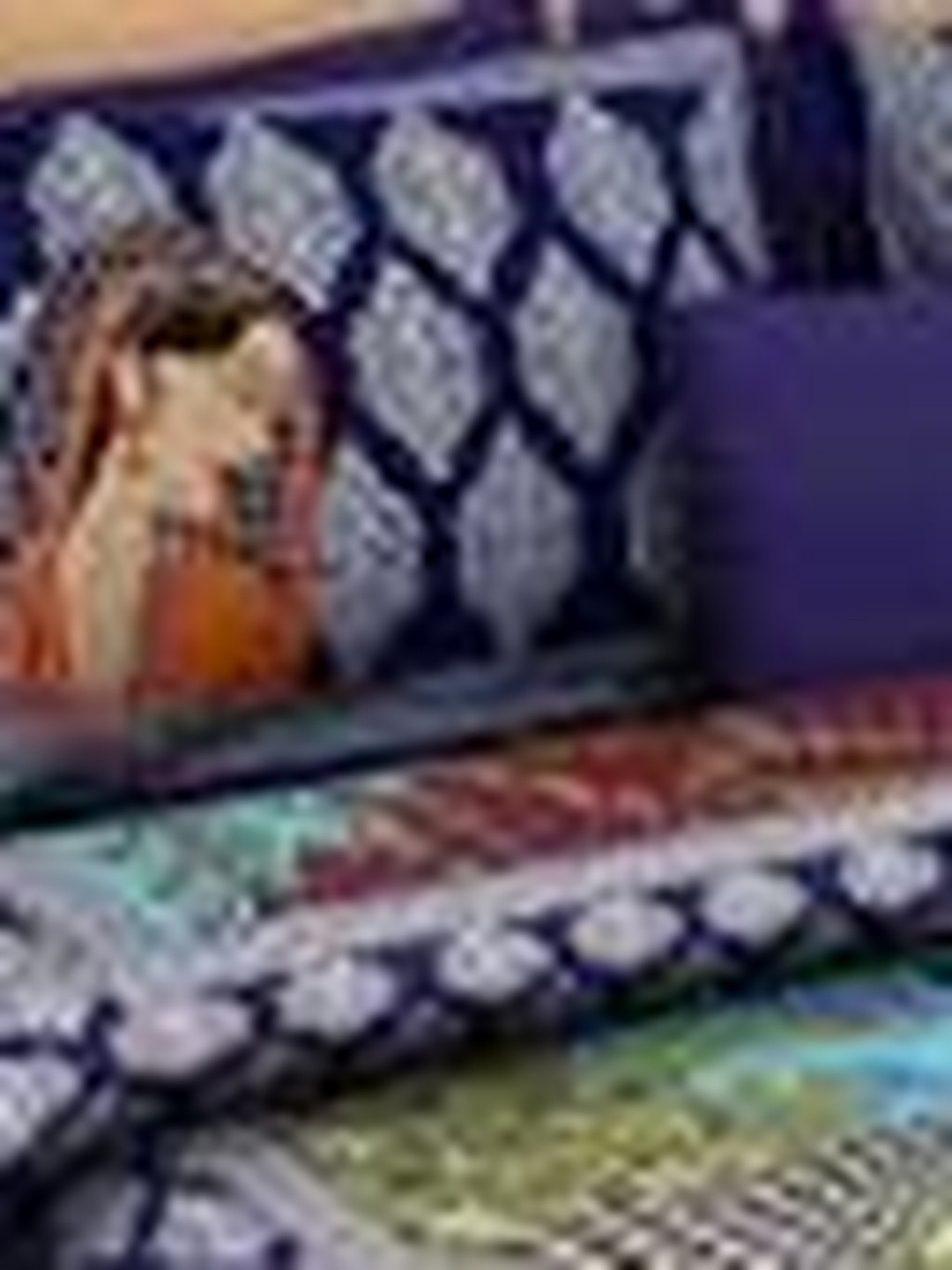 Naiwal Fashion Navy Blue & White 160 TC Cotton Double Queen Bedsheet Set 2.74 m X 2.74 m